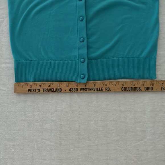 Kate Spade women’s medium button-down sweater teal beaded neckline 3/4 sleeves - Picture 11 of 11